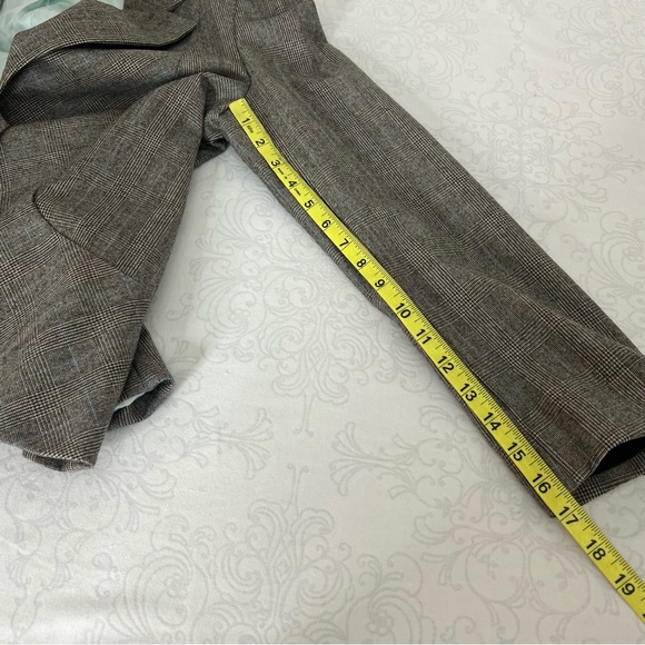 Banana Republic Wool Blazer Brown Houndstooth Bias Plaid Peplum Size 6 - Picture 16 of 16